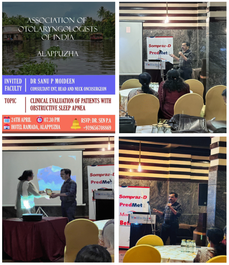 As an Invited Faculty at Association of Otolaryngologists of India, Alappuzha Meet - 24/04/2025
